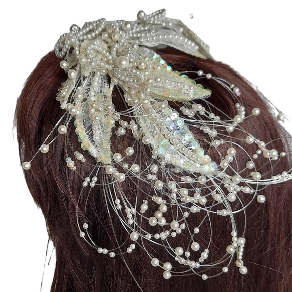 Vintage Jon Bradley‎ Couture Collection Freshwater Pearl Tiara Bridal Headpiece - Picture 4 of 16